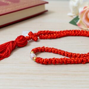 Prayer Rope 100 Knots in red cord with pearl beads and tassel Orthodox komboskini