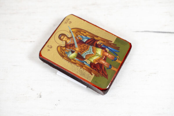 Saint Michael The Archangel Miniature Handmade Wooden Icon so small that you always have it with you - Image 3