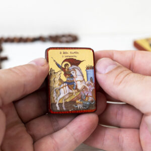 Saint George Miniature Handmade Wooden Icon so small that you always have it with you