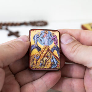 The Transfiguration of Jesus Miniature Handmade Wooden Icon so small that you always have it with you