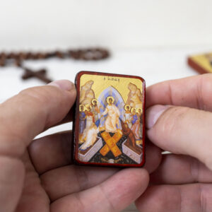 Τhe Resurrection of Christ Miniature Handmade Wooden Icon so small that you always have it with you