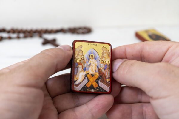 Τhe Resurrection of Christ Miniature Handmade Wooden Icon so small that you always have it with you