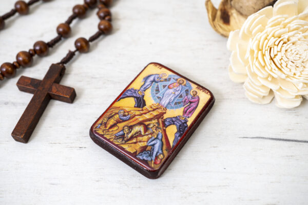 The Transfiguration of Jesus Miniature Handmade Wooden Icon so small that you always have it with you - Image 3