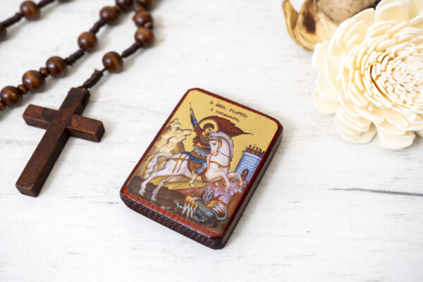 Saint George Miniature Handmade Wooden Icon so small that you always have it with you - Image 3