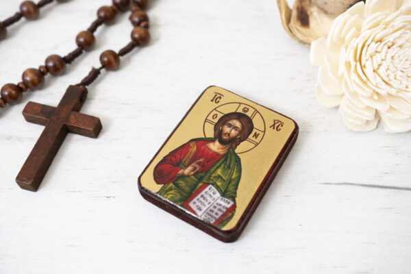 Jesus Christ Miniature Handmade Wooden Icon so small that you always have it with you