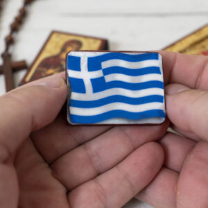 Greek Flag Miniature Handmade Wooden Frame so small that you always have it with you