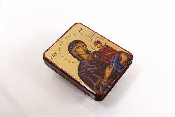 Saint Anna Miniature Handmade Wooden Icon so small that you always have it with you - Image 3