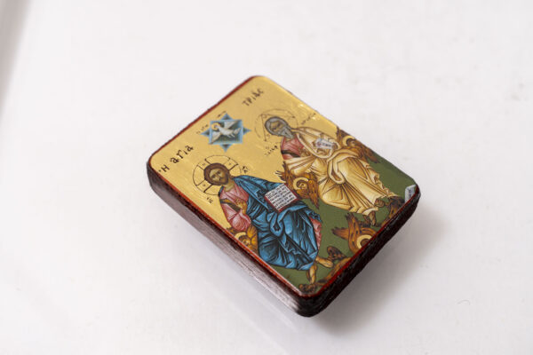 Holy Trinity Miniature Handmade Wooden Icon so small that you always have it with you . - Image 6