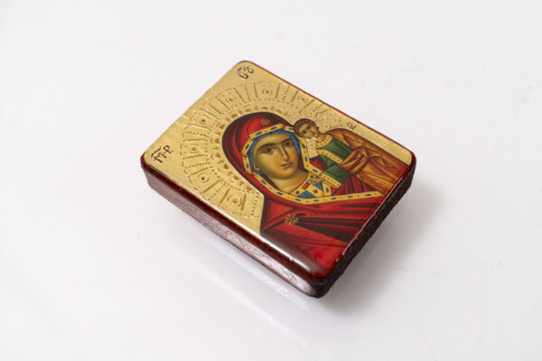 Our Lady of Kazan Miniature Handmade Wooden Icon so small that you always have it with you - Image 3