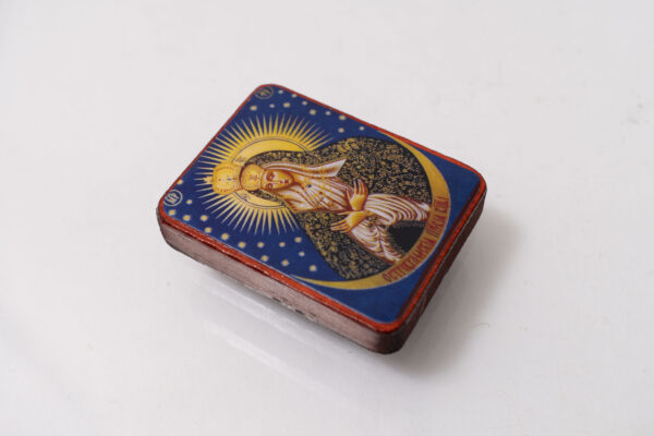 Virgin Mary of the Stars,Miniature Handmade Wooden Icon so small that you always have it with you - Image 4