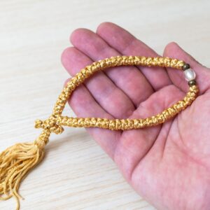 Prayer Rope 50 Knots in gold ochre with white beads Orthodox komboskini