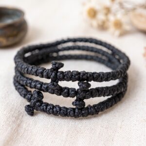 orthodox prayer rope, authentic prayer rope, black prayer rope bracelet, komboskini bracelet, orthodox komboskini, black komboskini, greek orthodox rosary, christian wrist prayer rope, monastic handiwork, handmade prayer rope, adjustable prayer bracelet, greek christian gift, Komboskini, Tschotki, orthodoxe Gebetskette, Tchotki, chapelet orthodoxe